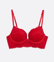New Look Red Lace Push Up Bra